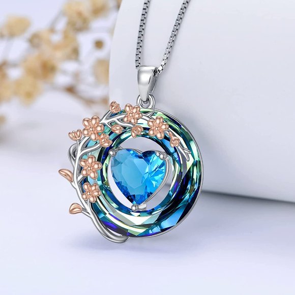 Birthstone Necklace for Women 925 Sterling Silver Birth Month Flower Nec… - Picture 5 of 15